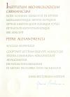 diploma acordată de Institutul German de Arheologie